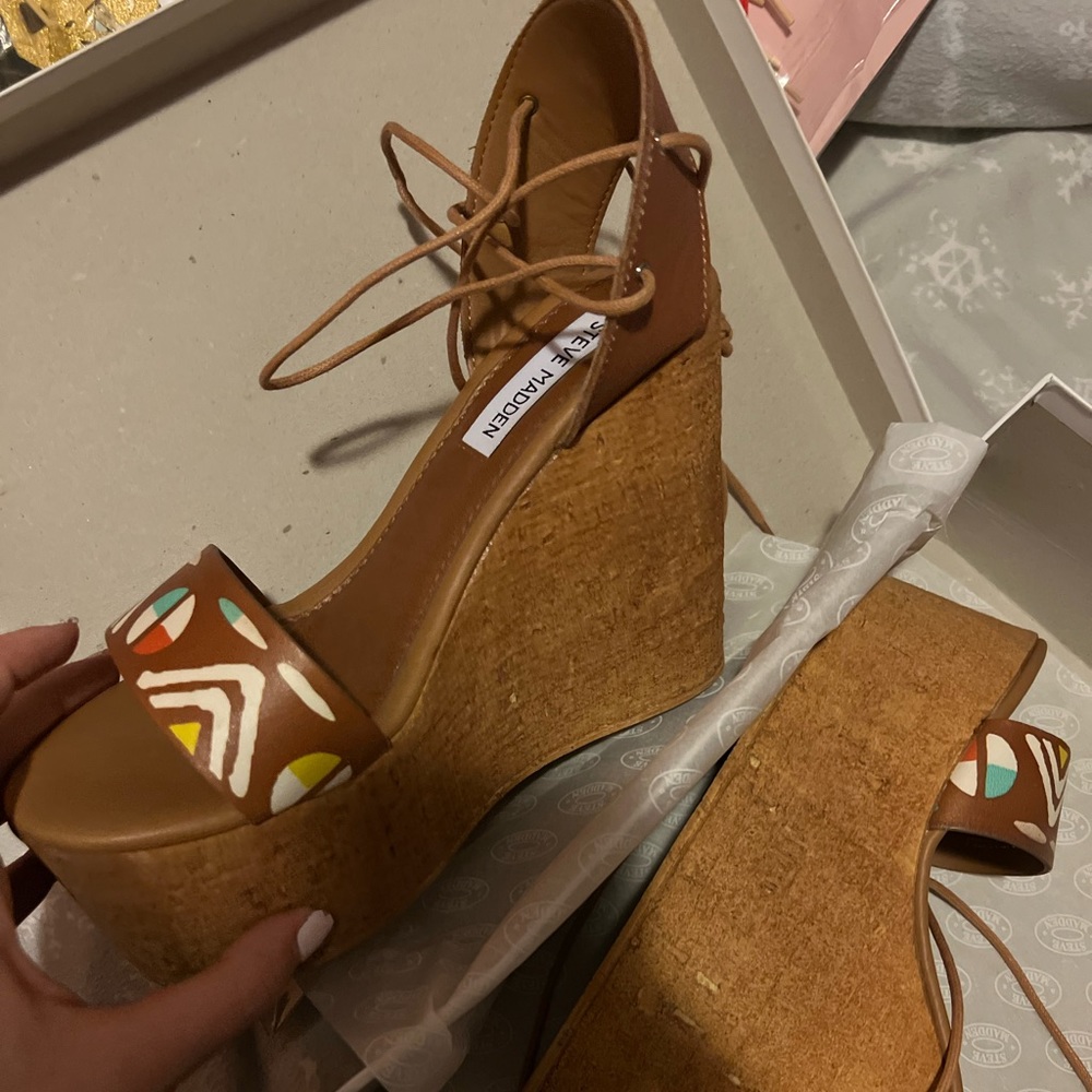 Tropical Lace Up Wedges
